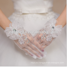 Guantes de mano de la boda guantes de novia de encaje elegante dedo corto sin tirantes de rhinestone para la boda